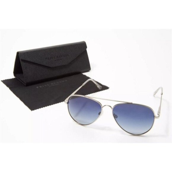 Prive Revaux Showstopper Aviator Polarized Sunglasses Silver Blue #77964 - Picture 1 of 3